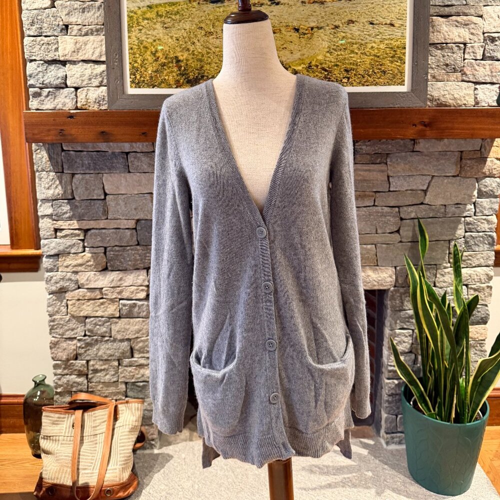 Garnet Hill Cashmere Cardigan Gray